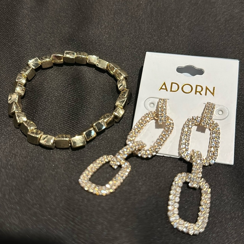 Adorn bracelet and earrings. Never worn.